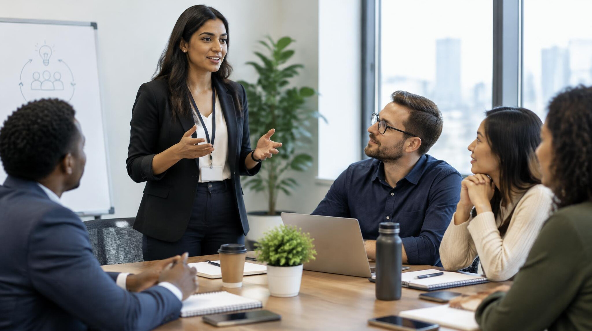 person speaking confidently in meeting